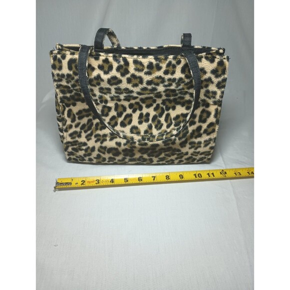 Cheetah Print Shoulder Baquette Pocketbook Purse Faux Fur Academia Y2K Mob Wife - Picture 2 of 6